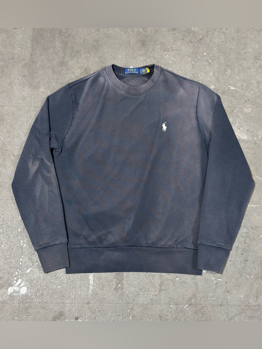 Sun Faded Polo Ralph Lauren Crewneck 100% Cotton Sweatshirt Black Men’s Sz Small